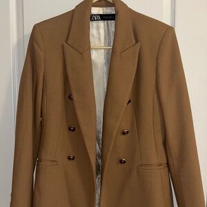 ZARA DOUBLE BREASTED PIQUÉ BLAZER